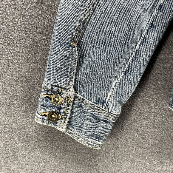 HOLLISTER CO Denim Jacket Girls Juniors Small distressed Tropical lined - Picture 13 of 15